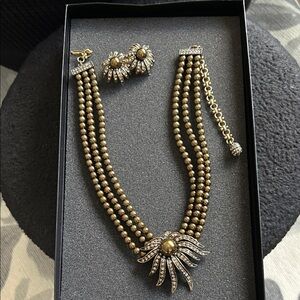 Heidi Daus Gold and Silver Floral Necklace Set